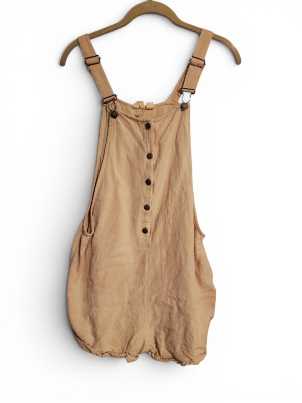 Roxy Linen Blend Oatmeal Back To Goodbye Overalls Shortalls Size Large